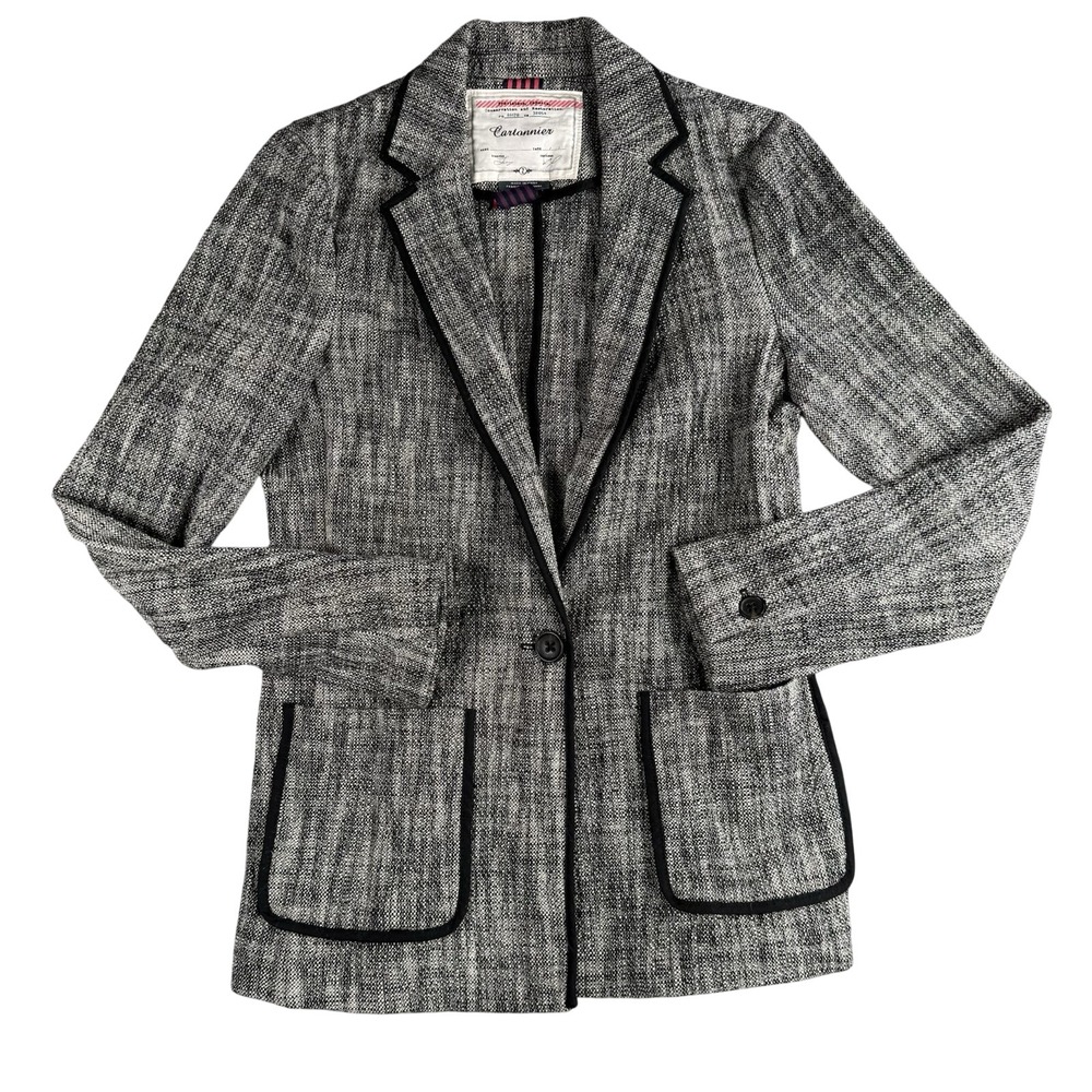 Anthropologie Cartonnier Blazer Womens‎ 2 One Button Pockets Long Sleeve Stretch